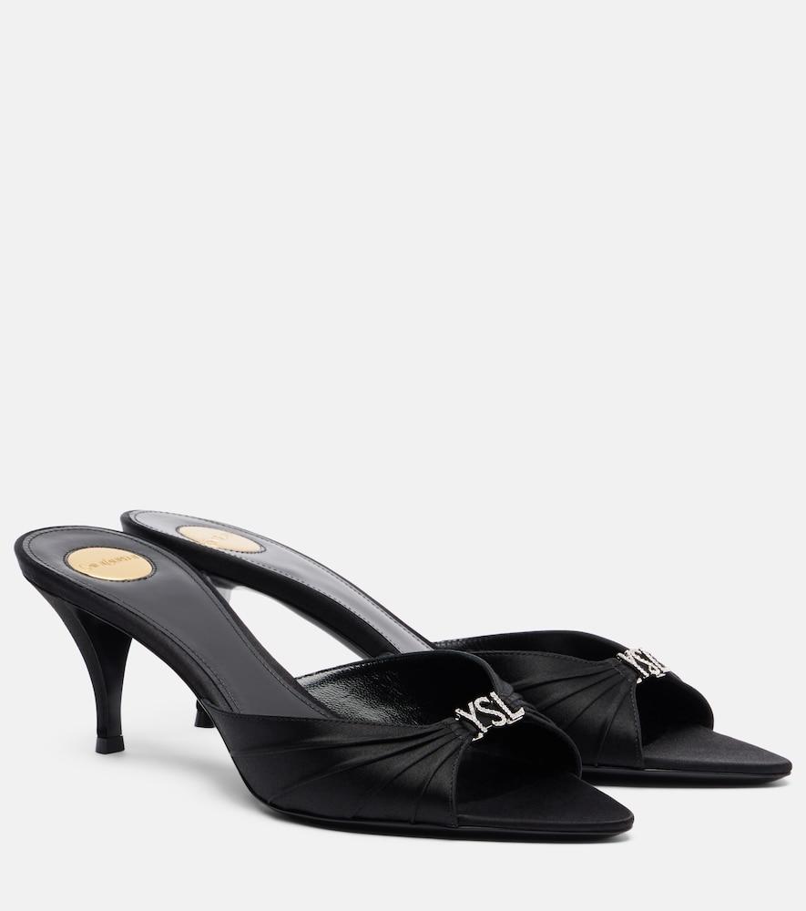 saint laurent jerry 60 embellished crêpe satin mules