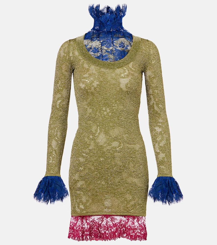 saint laurent lamé lace minidress