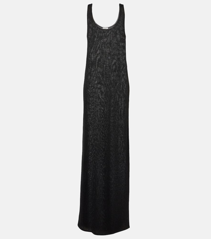 saint laurent lamé maxi dress