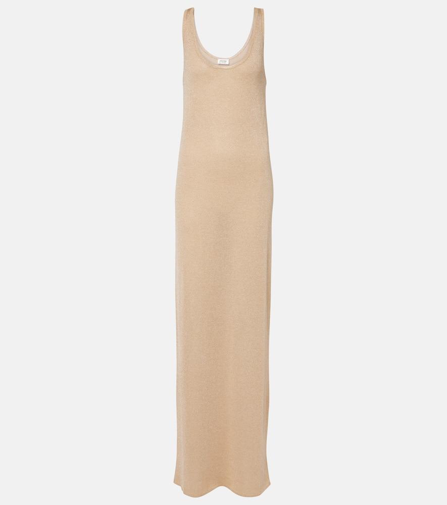 saint laurent lamé maxi dress