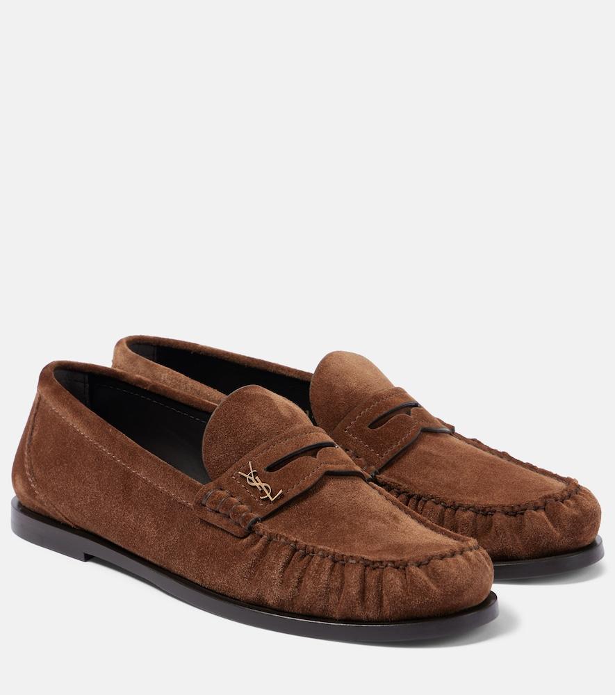 saint laurent laurent suede penny loafers