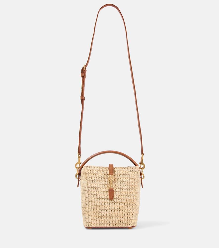 saint laurent le 37 mini raffia bucket bag