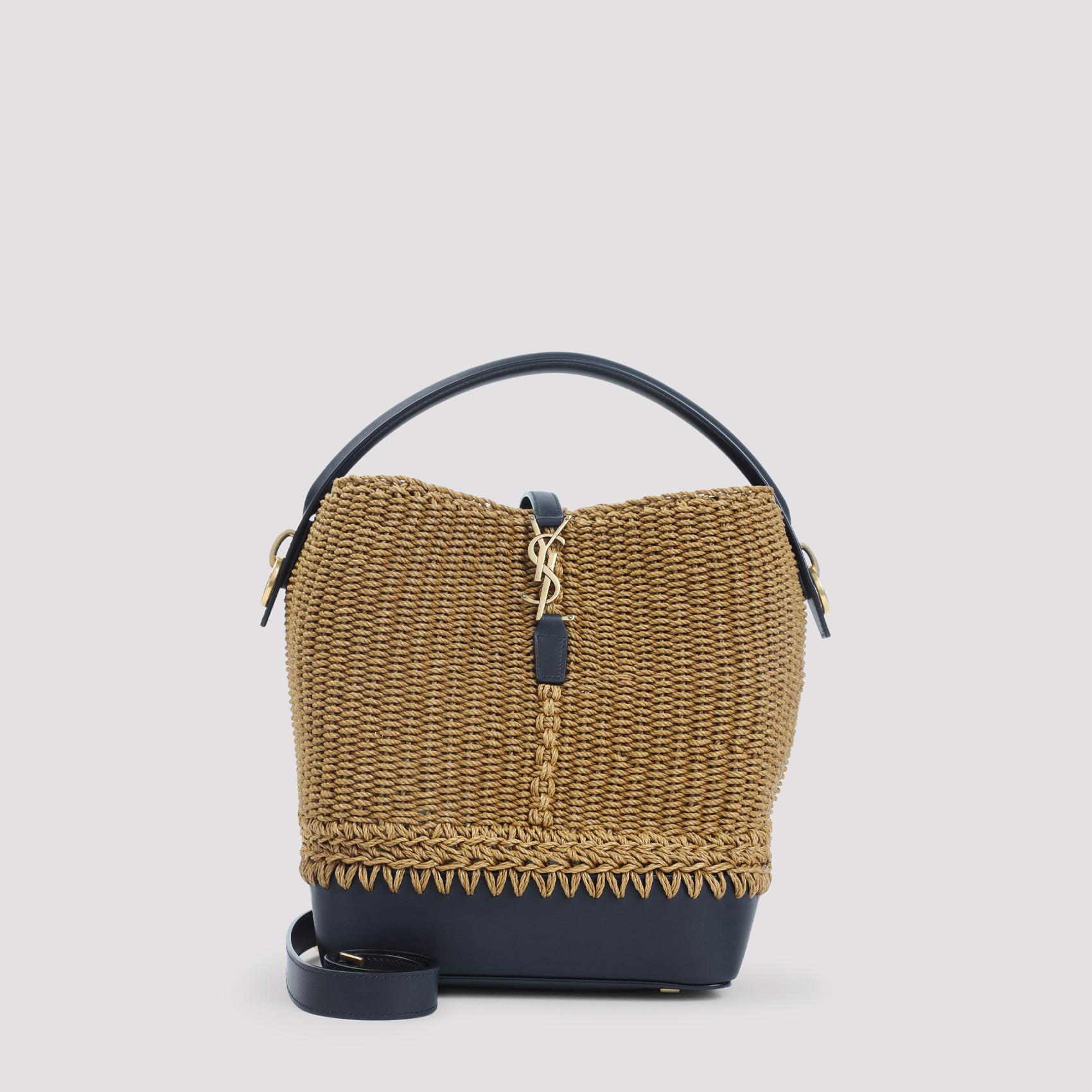 saint laurent le 37 shoulder bag nude & neutrals raffia leather - women