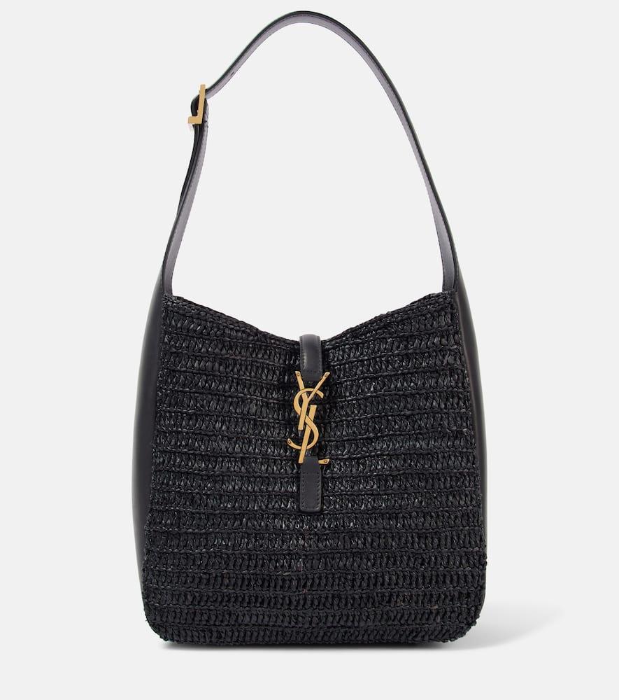 saint laurent le 5 à 7 supple small raffia shoulder bag