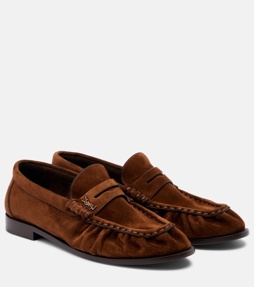 saint laurent le loafer suede penny loafers