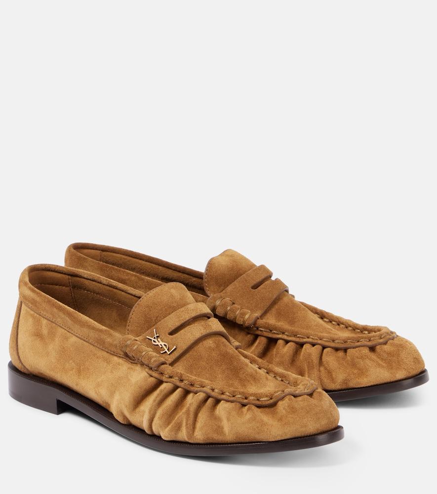 saint laurent le loafer suede penny loafers