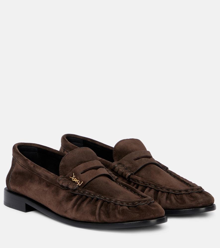 saint laurent le loafer suede penny loafers