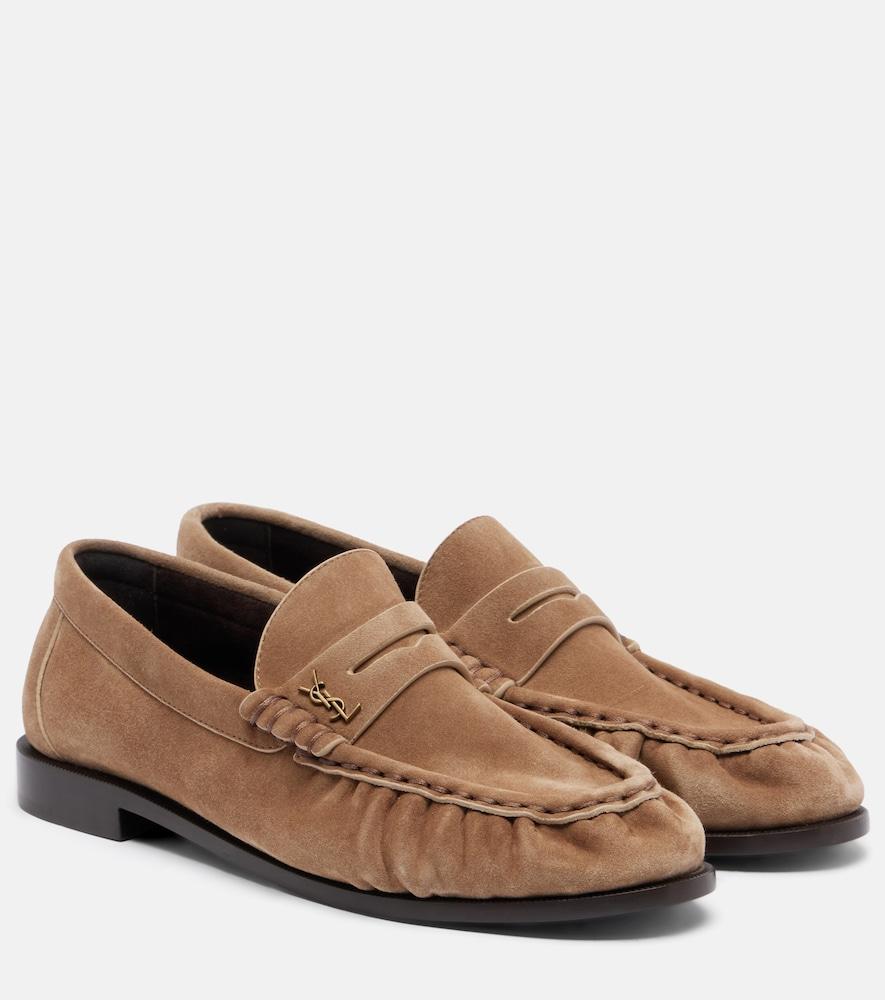 saint laurent le loafer suede penny loafers