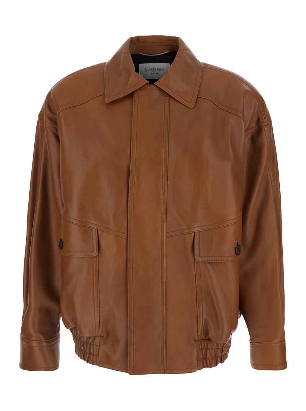 saint laurent leather bomber jacket