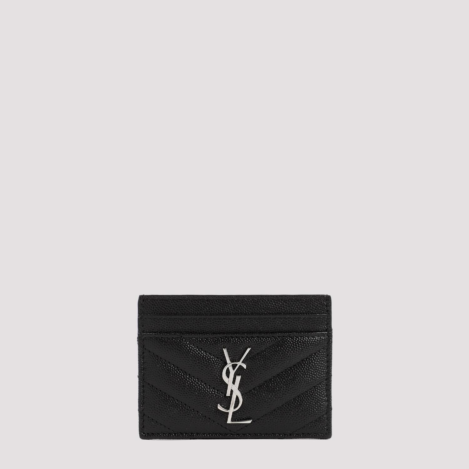 saint laurent leather card case black grained smallleathergoods - women