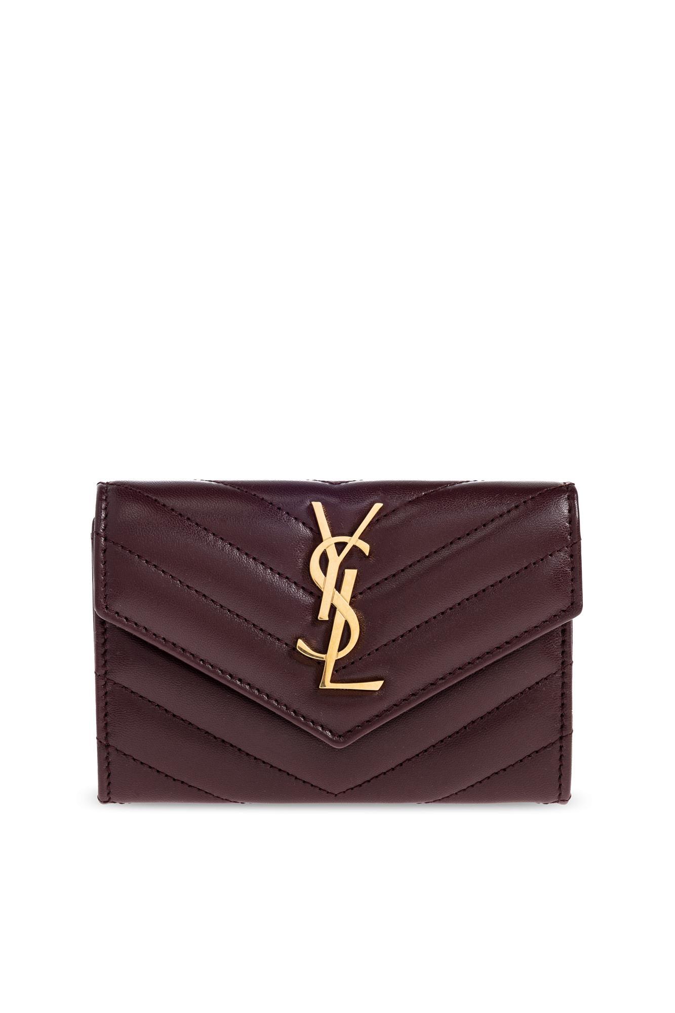 saint laurent leather wallet with logo