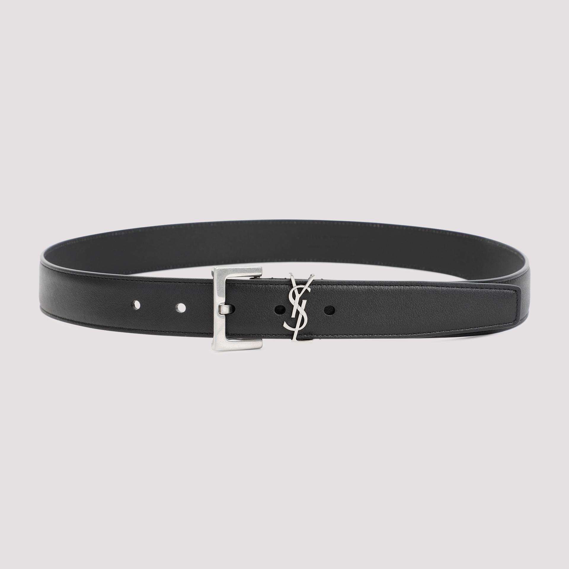 saint laurent leather ysl belt black lamb - women
