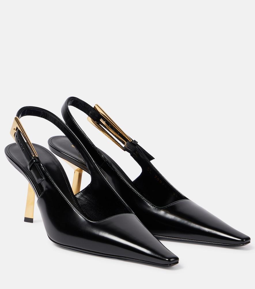 saint laurent lee 75 polished leather slingback pumps