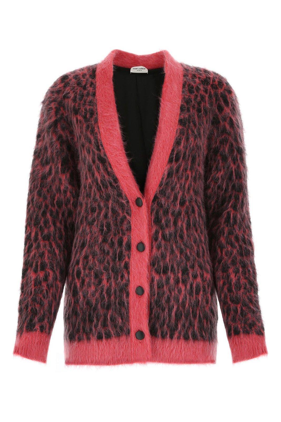 saint laurent leopard knitted cardigan