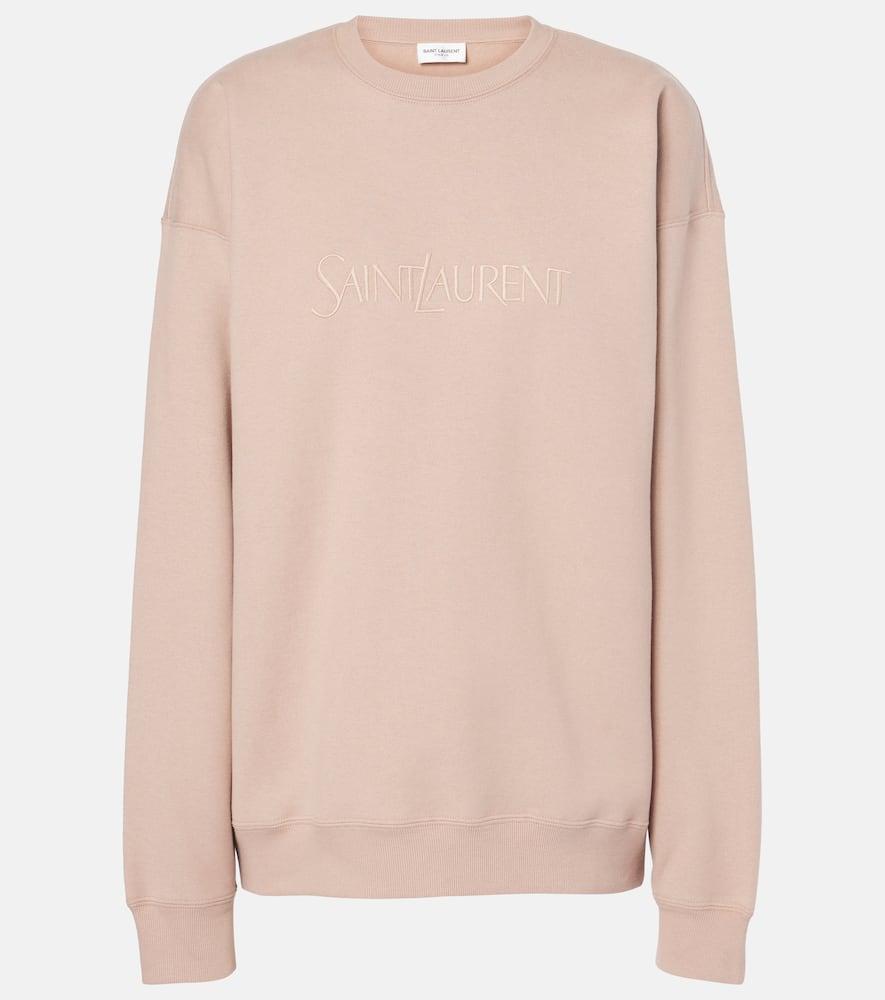 saint laurent logo cotton jersey sweatshirt