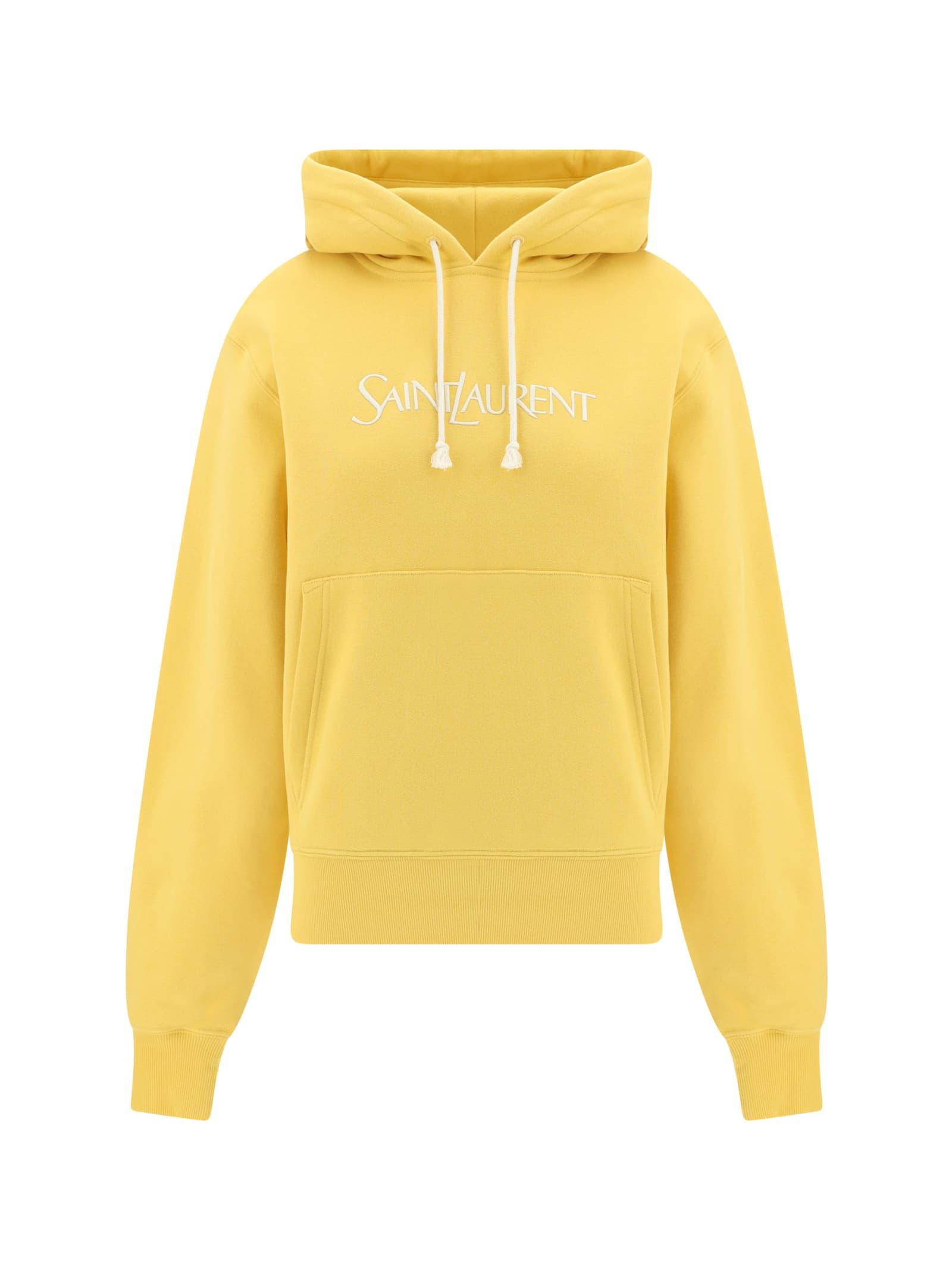 saint laurent logo embroidered hoodie