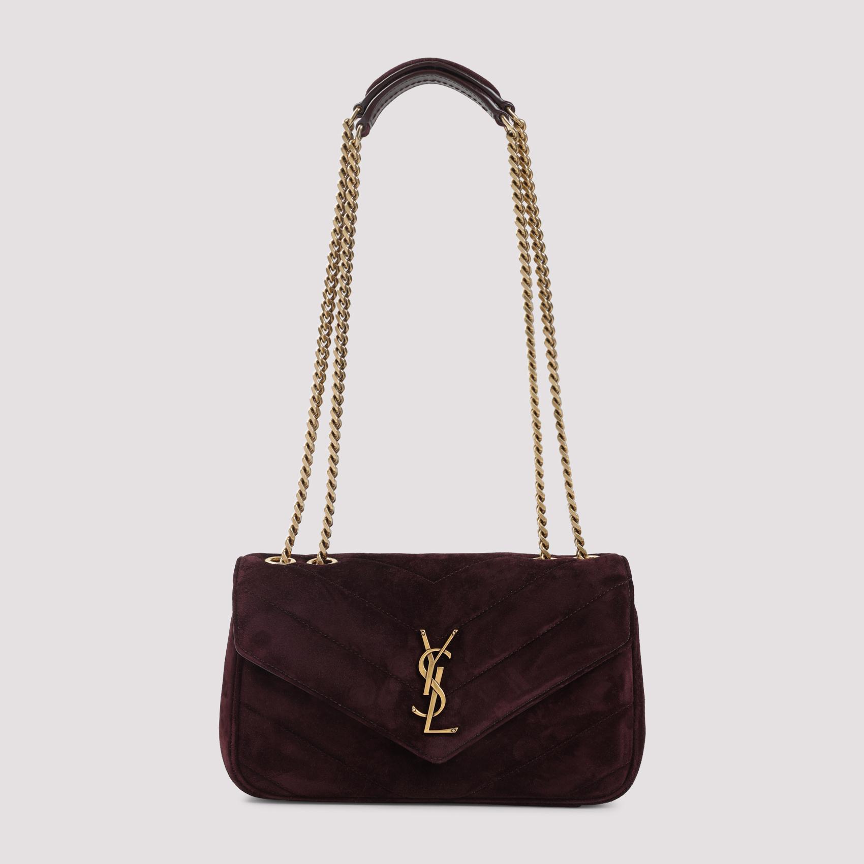 saint laurent lou suede shoulder bag red calf leather - women