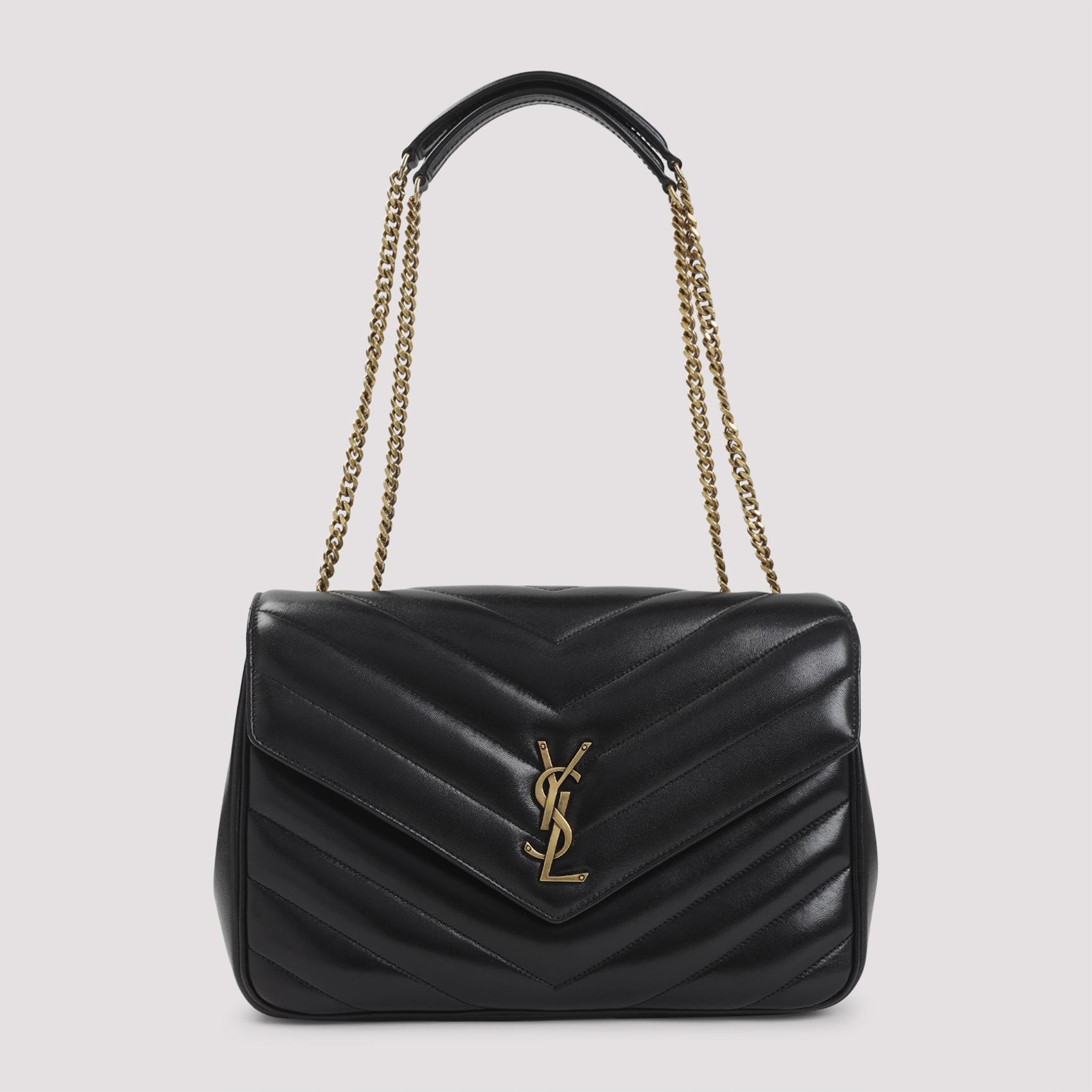 saint laurent loulou l shoulder bag black lamb leather - women