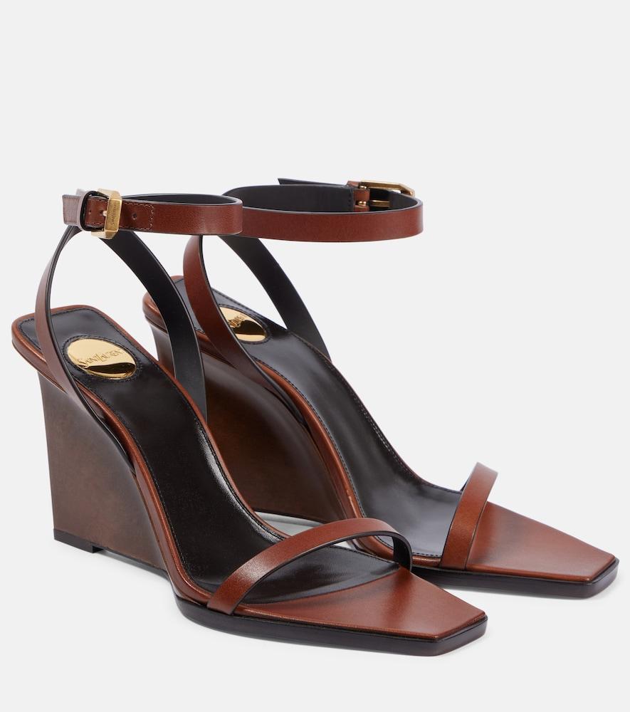 saint laurent may 90 leather wedge sandals