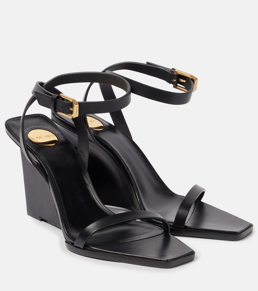 saint laurent may 90 leather wedge sandals