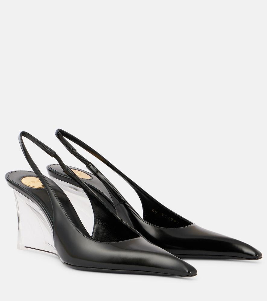 saint laurent miller 80 leather slingback wedges