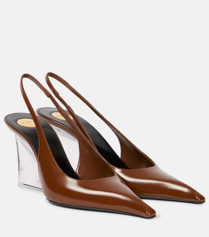 saint laurent miller 80 leather slingback wedges