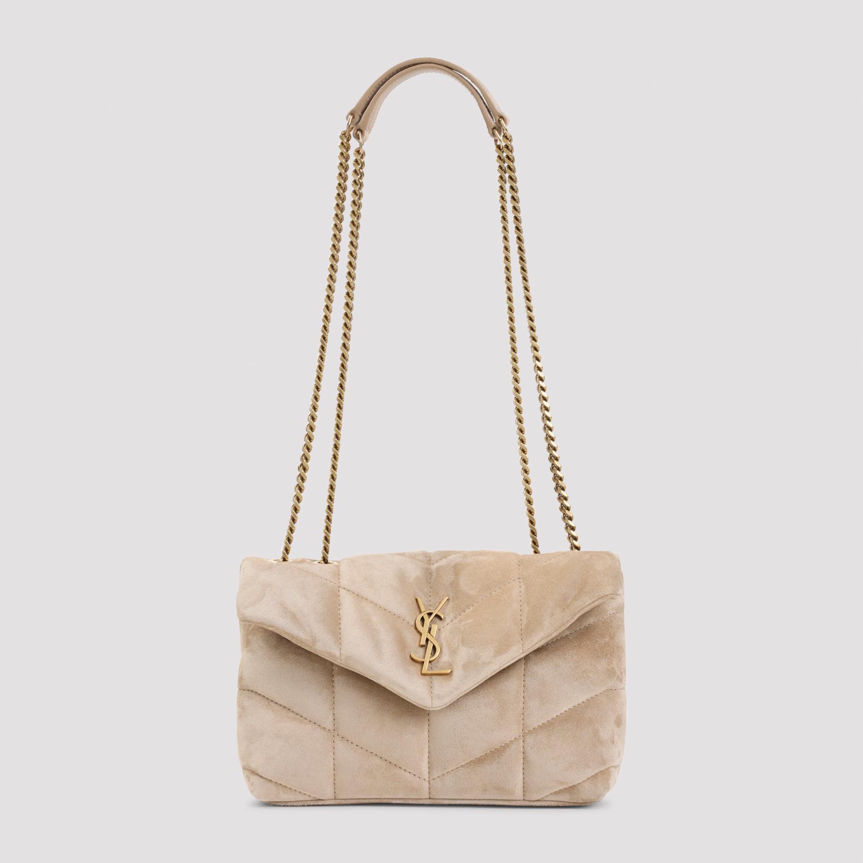 saint laurent mono mini bag nude & neutrals calf leather satin suede - women