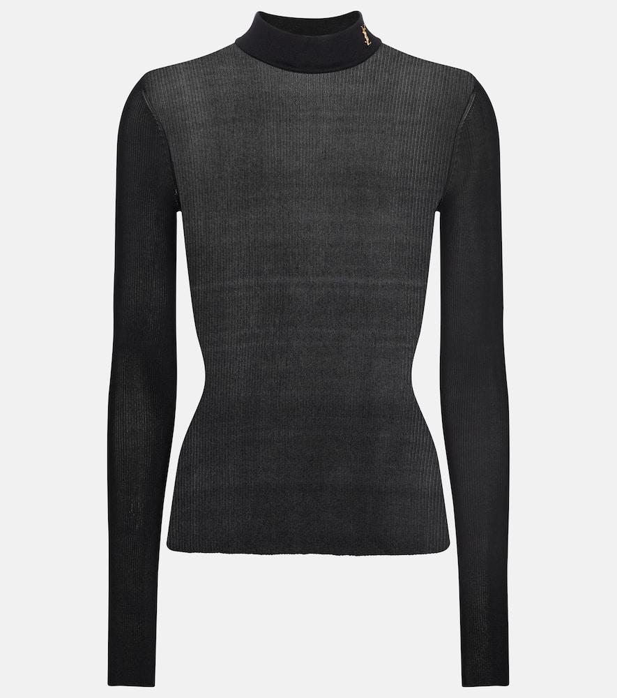 saint laurent monogram silk mockneck top