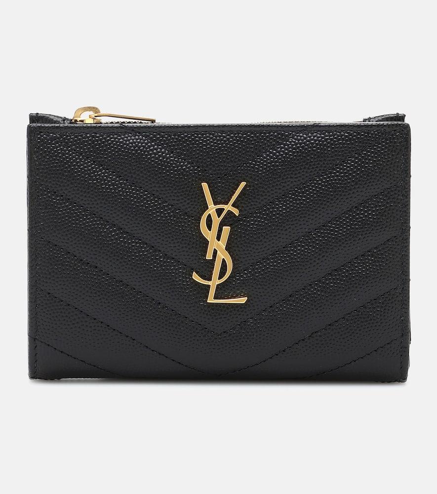 saint laurent monogram zipped leather wallet