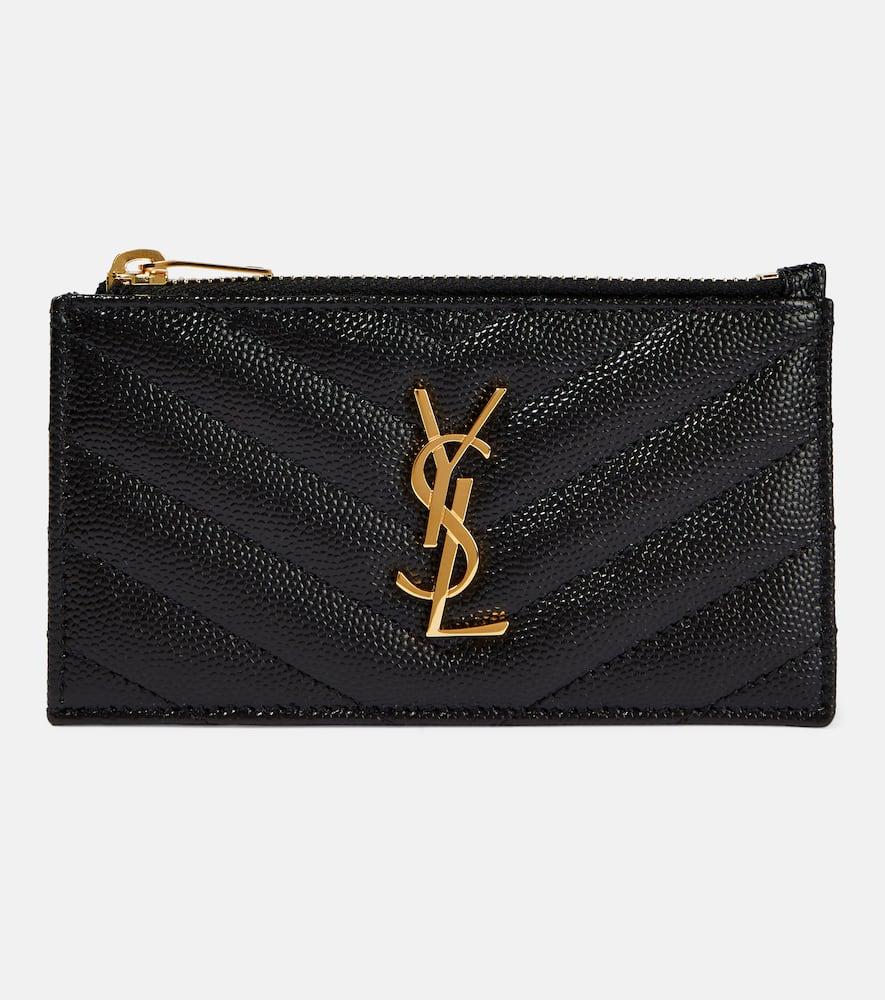 saint laurent monogram zipped leather wallet
