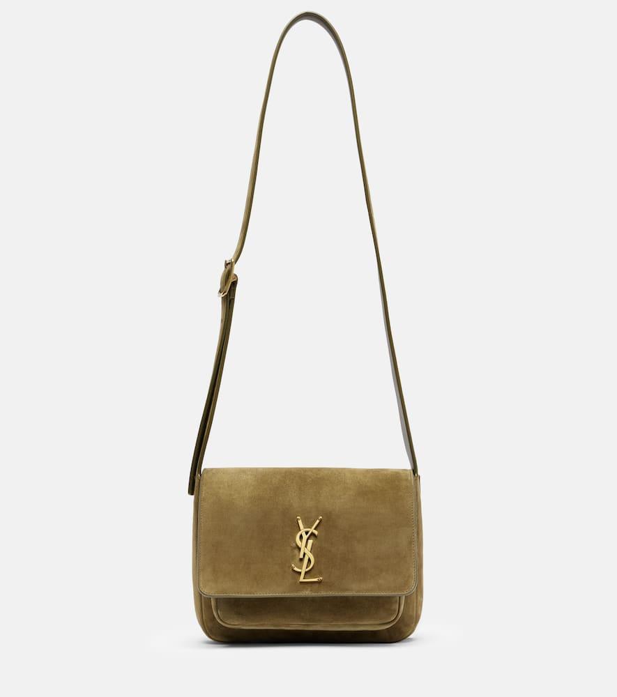 saint laurent niki cassandre suede shoulder bag