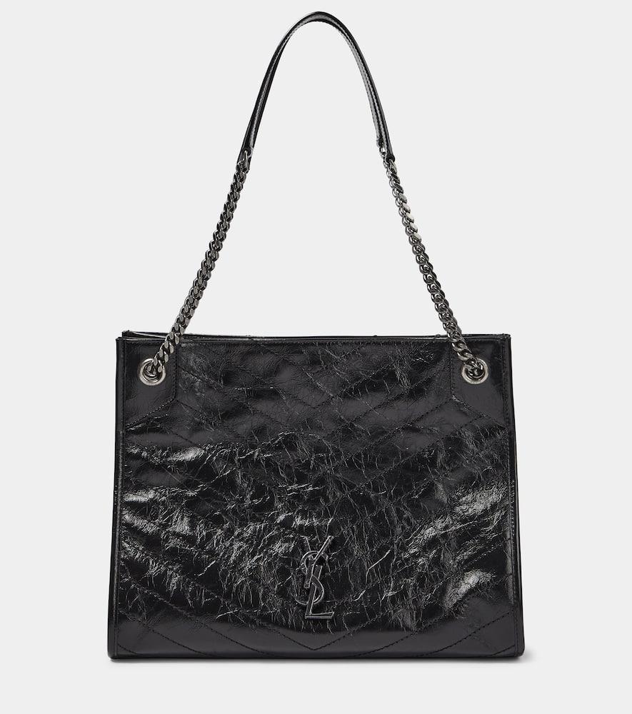 saint laurent niki crinkled leather shopper
