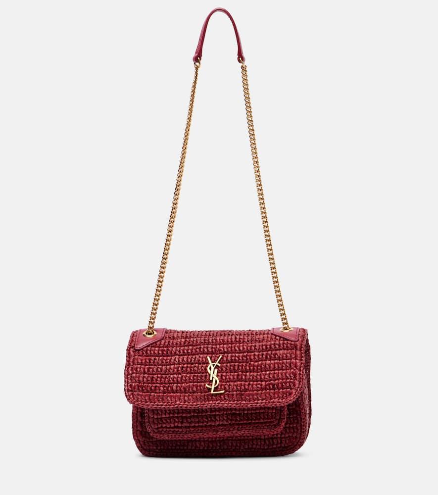 saint laurent niki mini raffia shoulder bag
