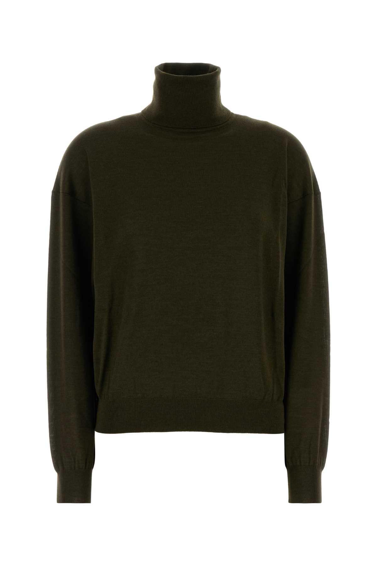 saint laurent olive green cashmere blend sweater