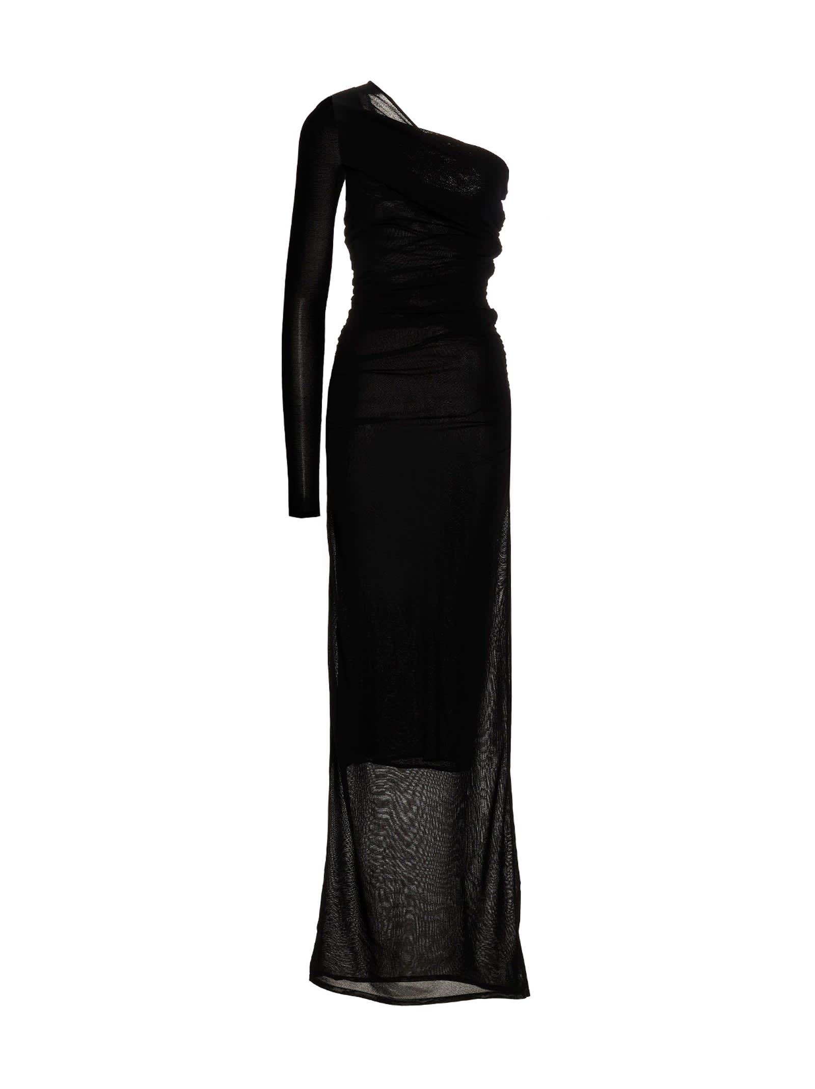 saint laurent one-sleeve long dress