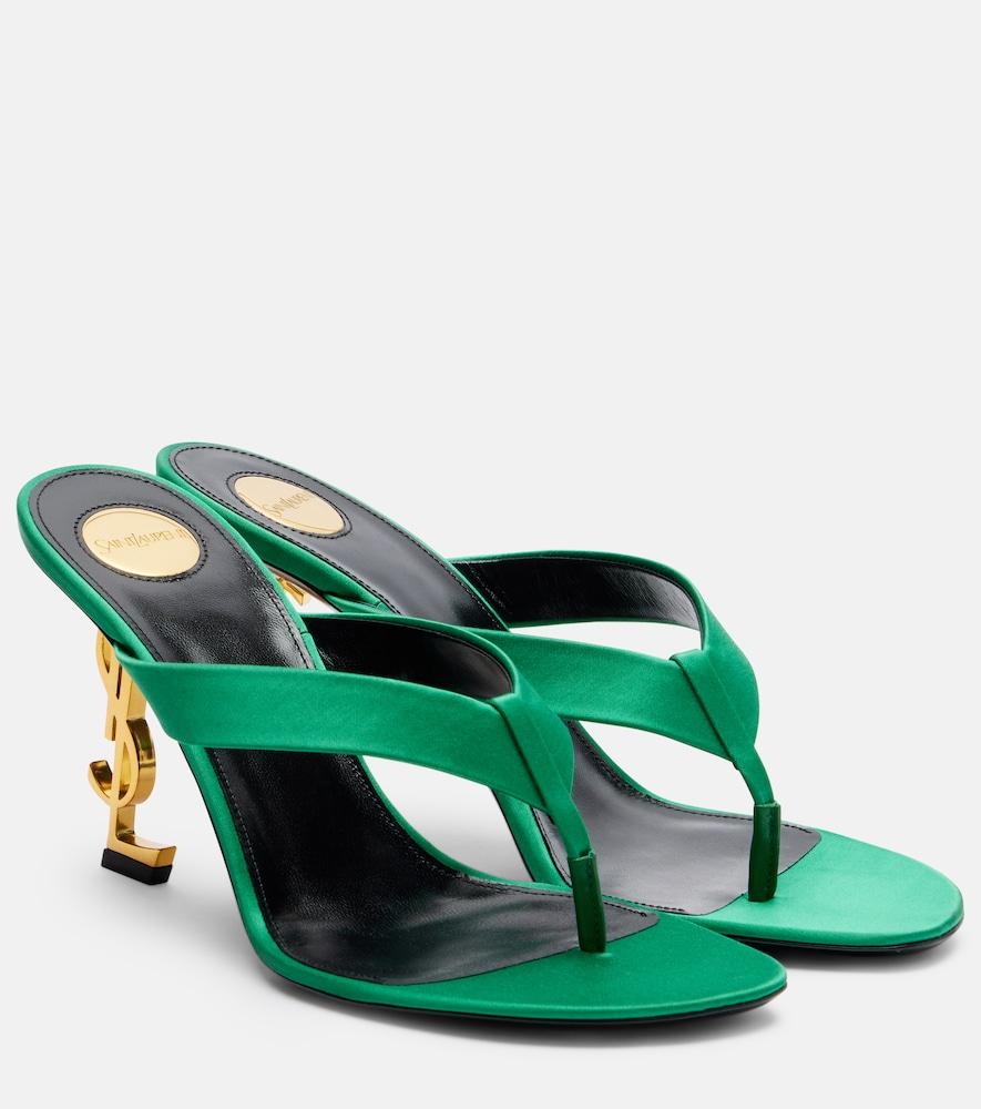 saint laurent opyum cassandre crêpe satin thong sandals