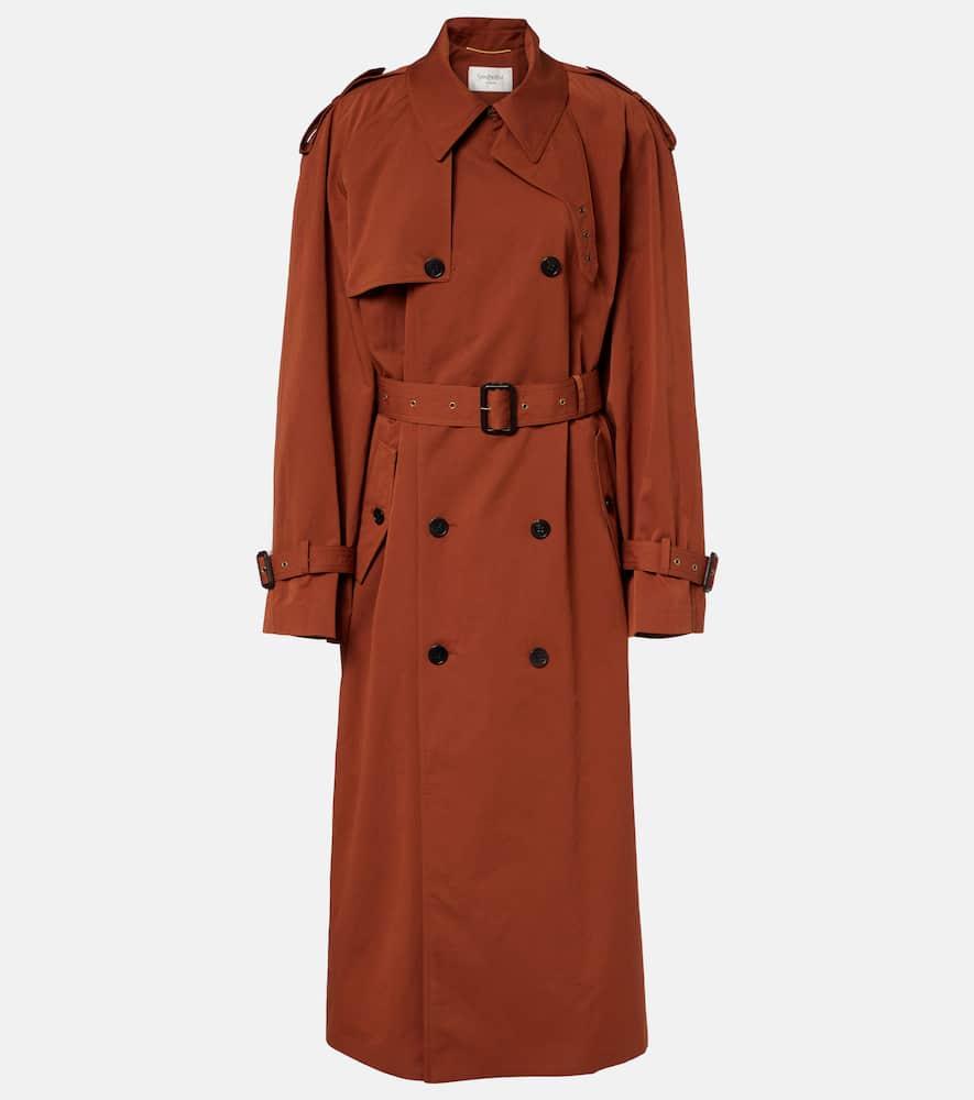 saint laurent oversized cotton and silk trench coat