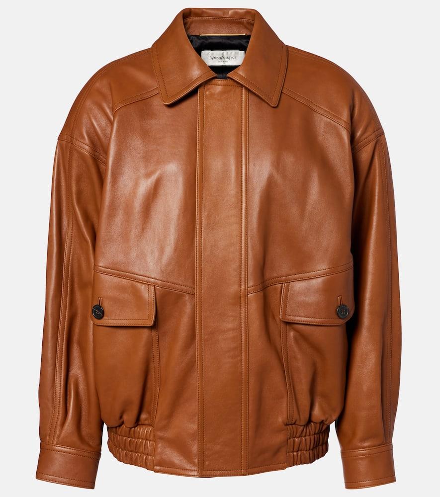 saint laurent oversized leather bomber jacket