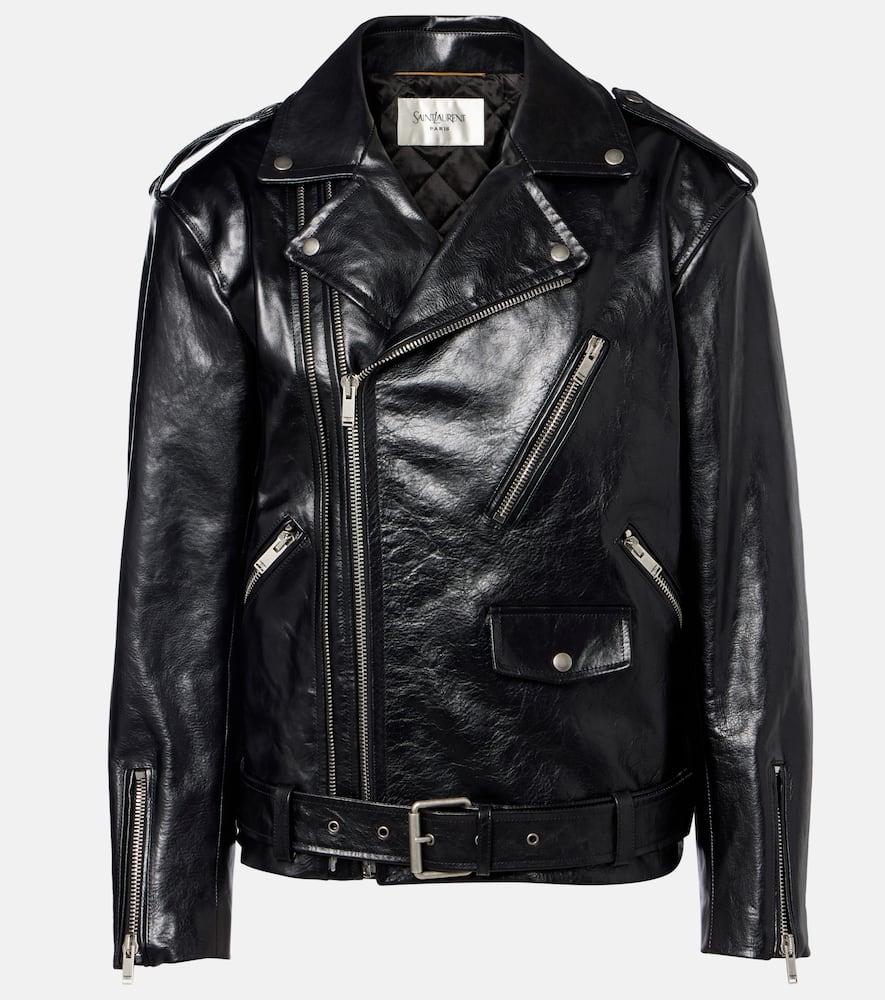 saint laurent padded leather biker jacket