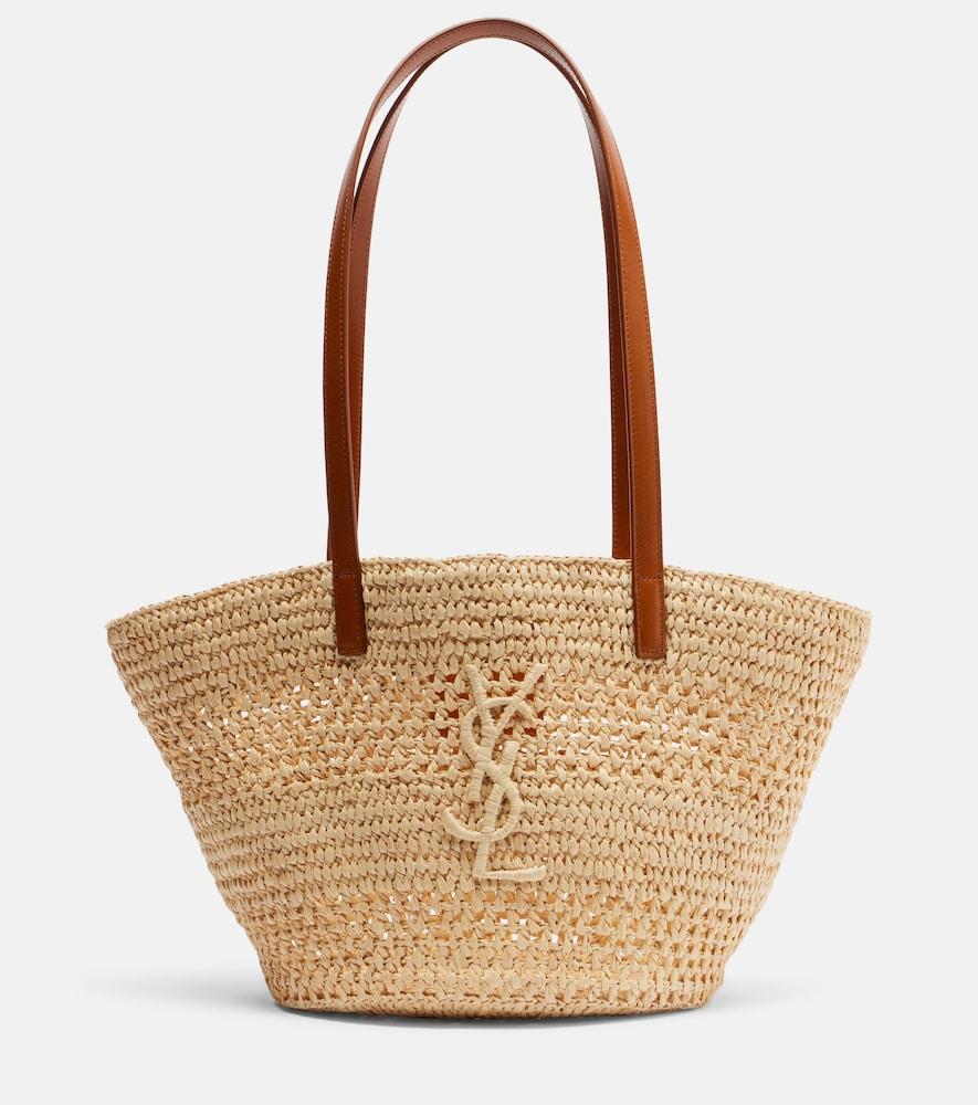 saint laurent panier small raffia bucket bag