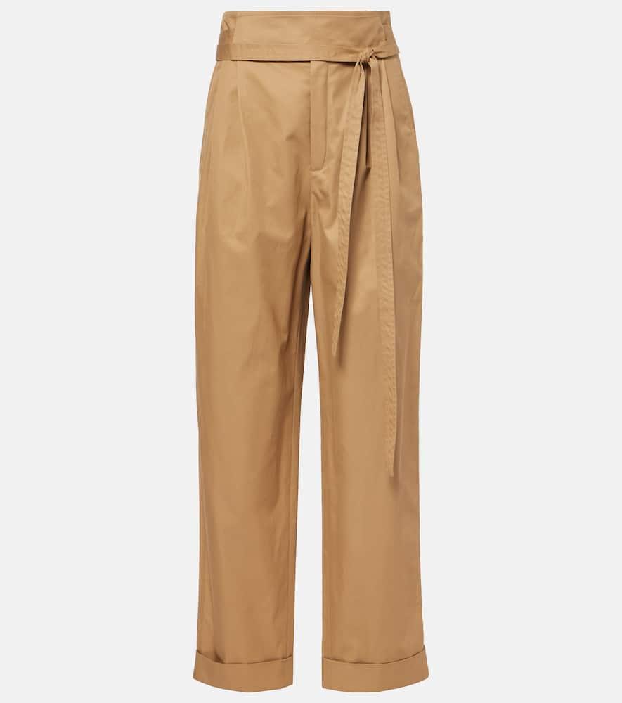 saint laurent pleated cotton poplin straight pants