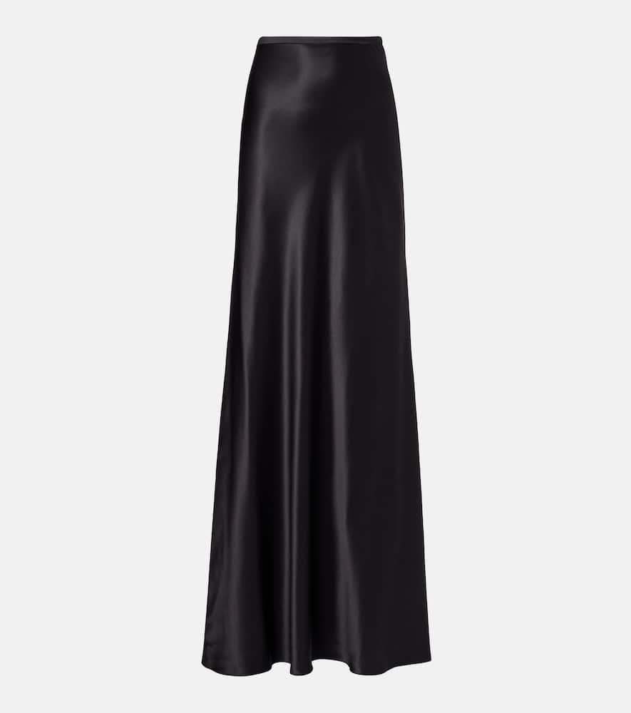saint laurent pleated silk maxi skirt