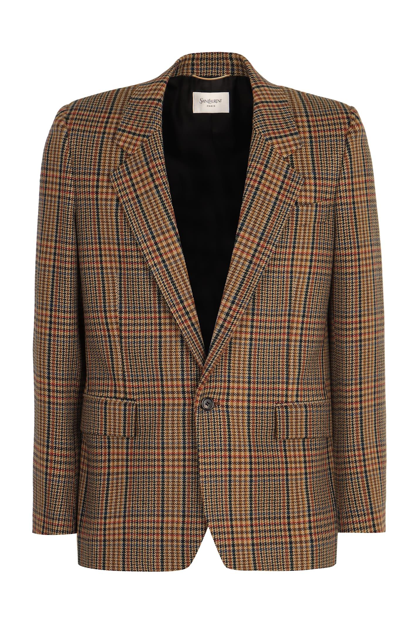 saint laurent prince of wales checked jacket