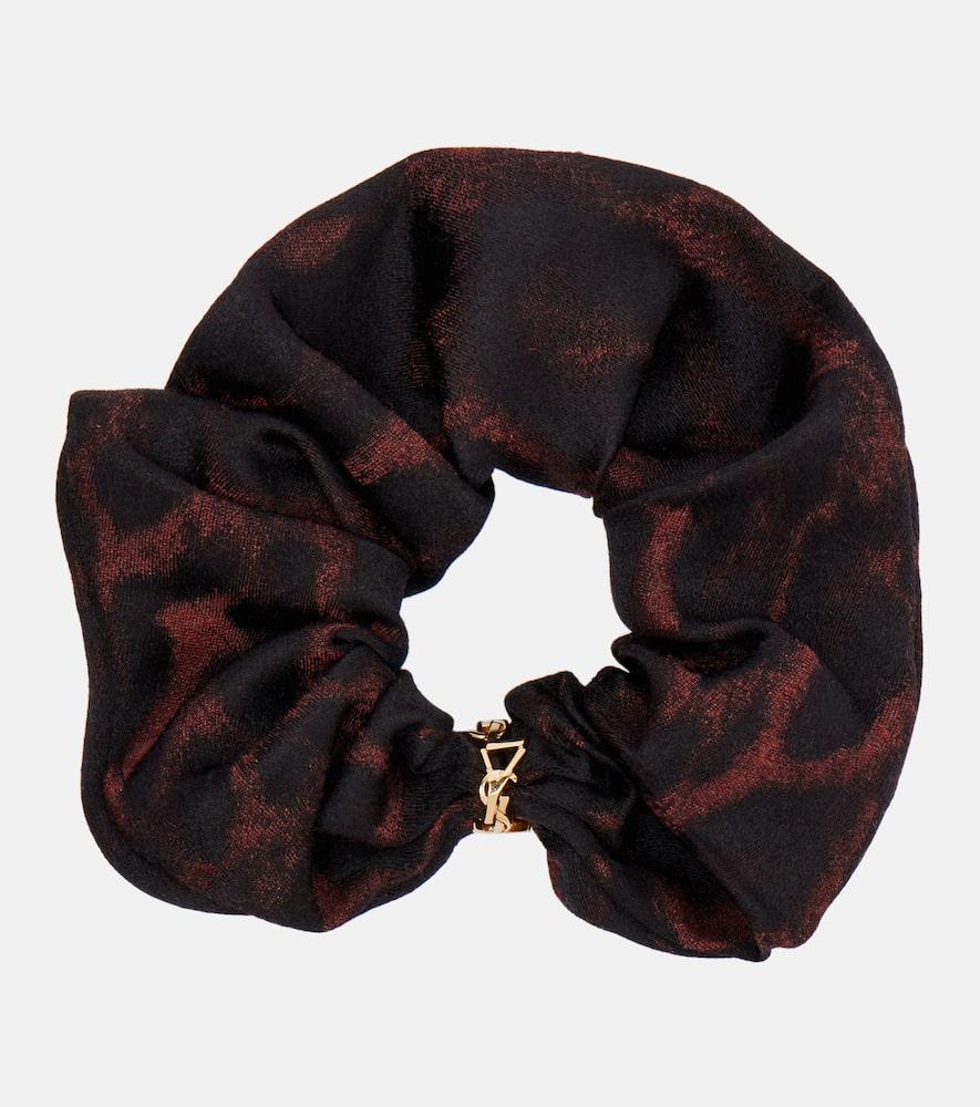 saint laurent printed silk and cashmere scrunchie