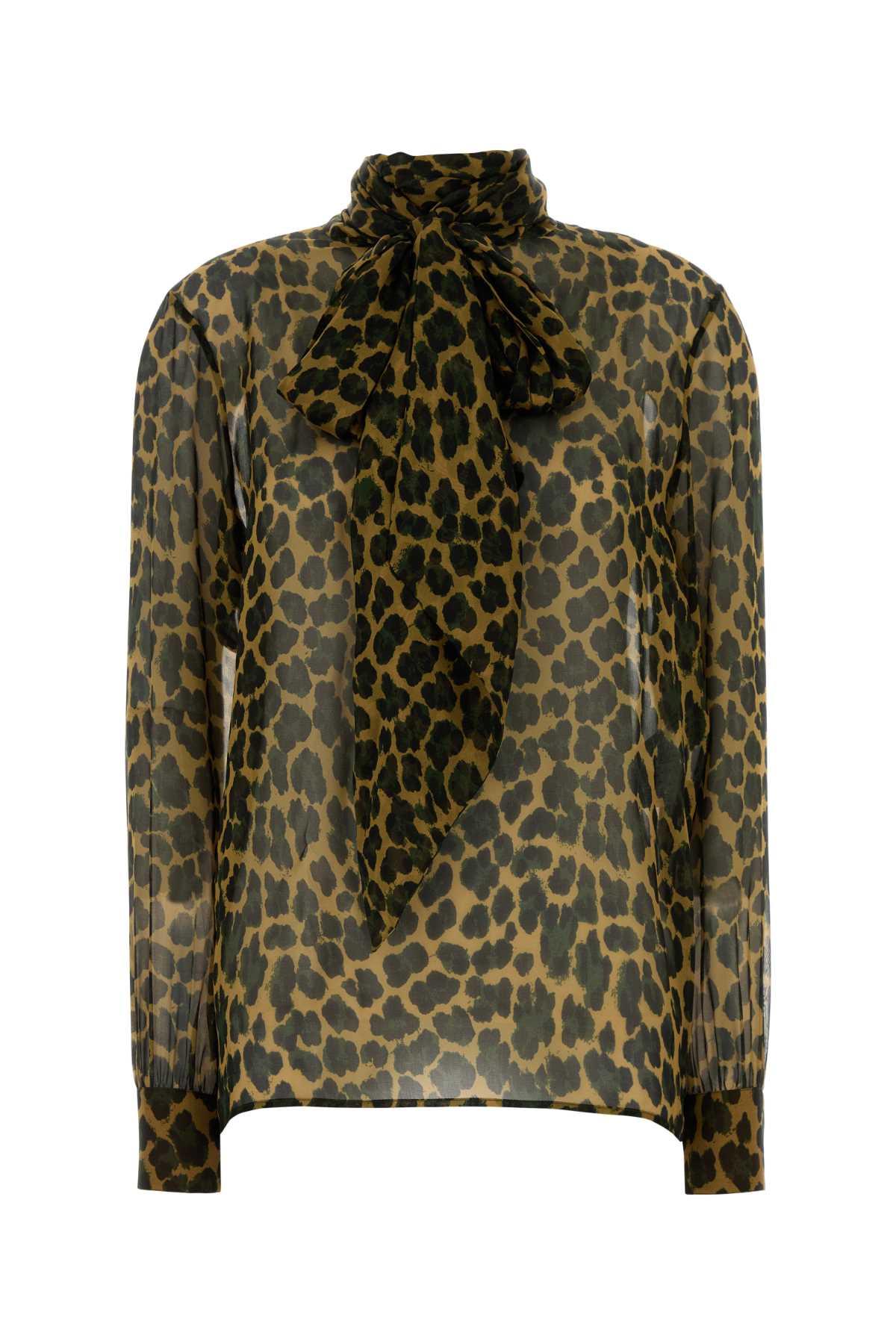 saint laurent printed silk blouse