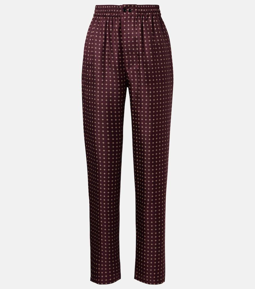 saint laurent printed silk satin pajama pants
