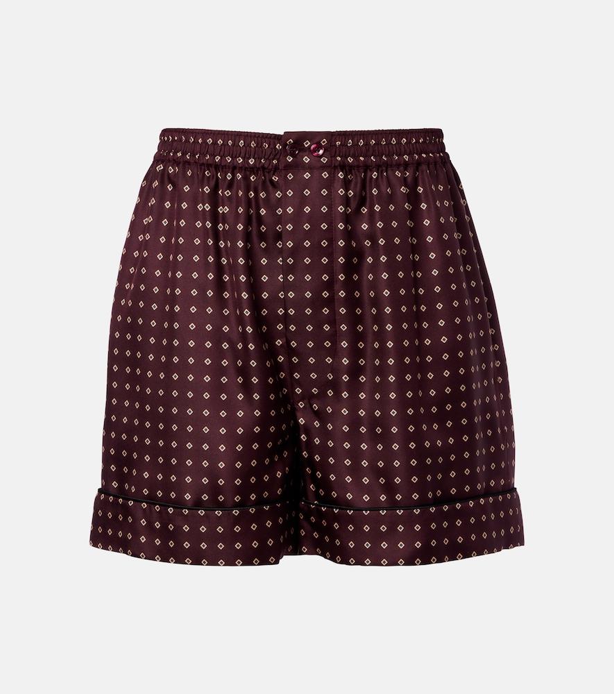 saint laurent printed silk satin shorts