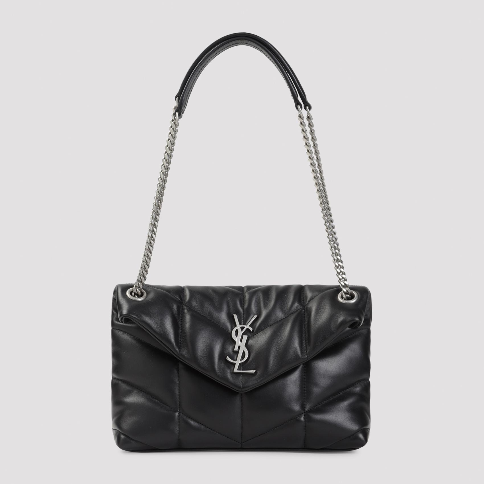 saint laurent puffer handbag black lamb leather bag - women