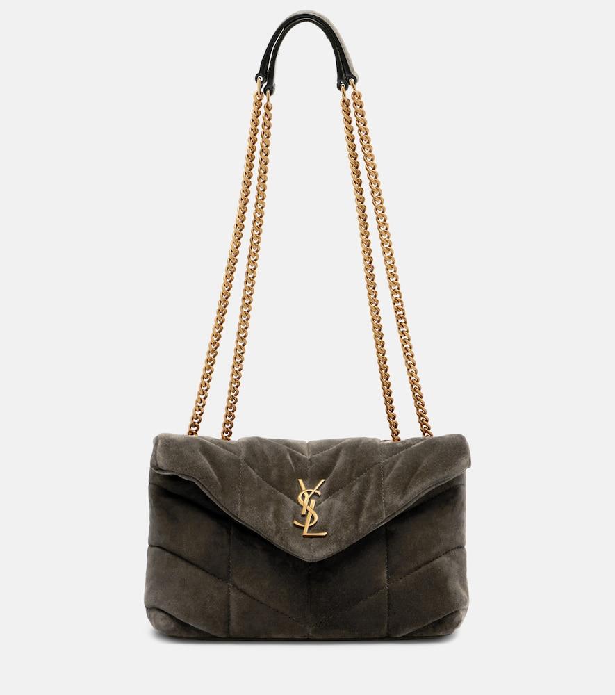 saint laurent puffer toy suede shoulder bag