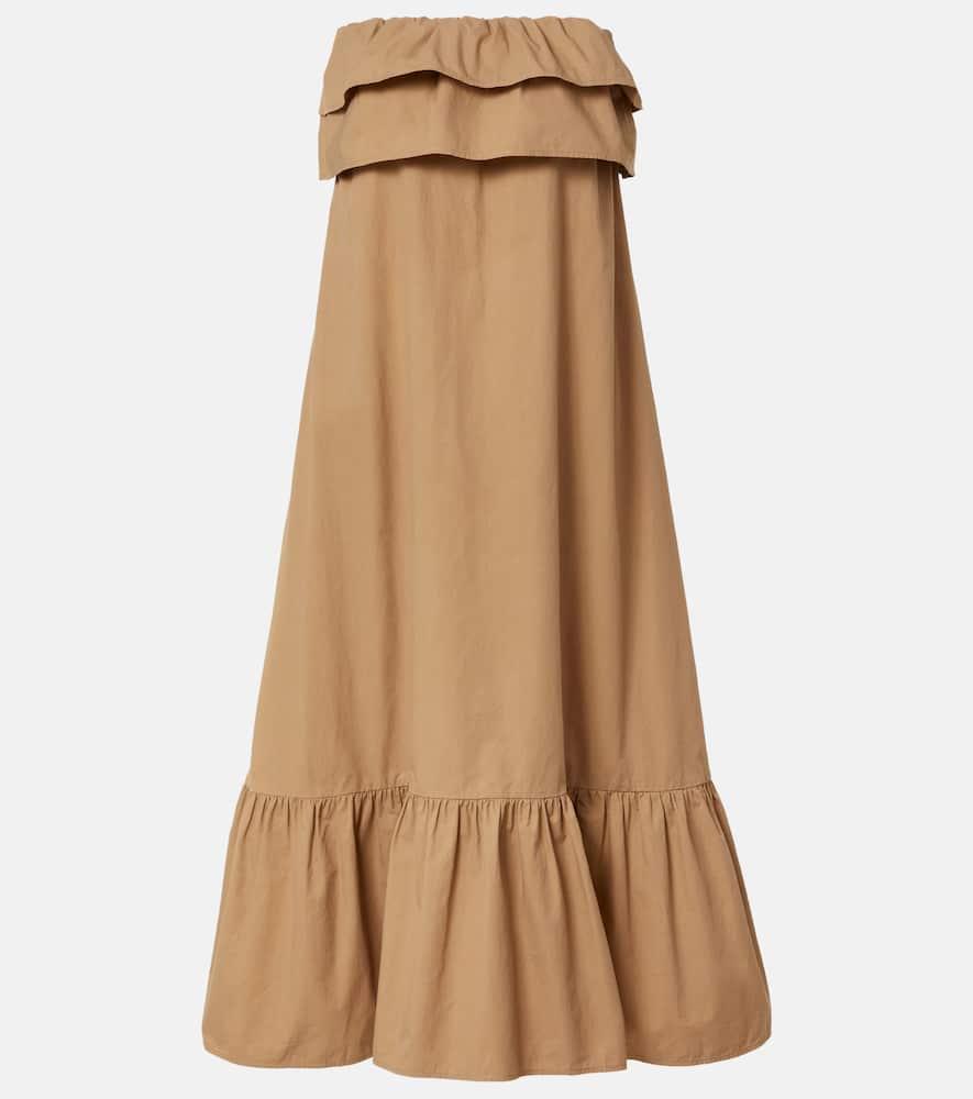 saint laurent ruffled cotton serge maxi dress